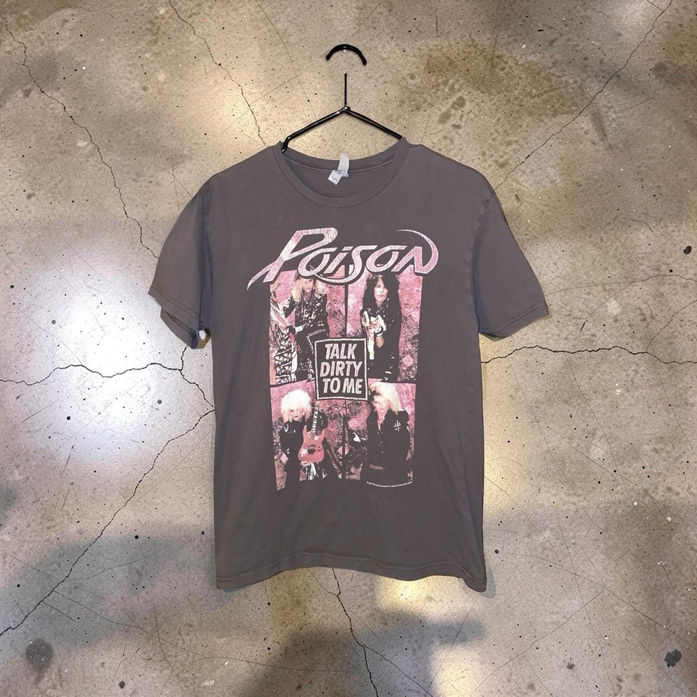 Poison Talk Dirty To Me T Shirt Mens Medium Black Band Graphic Rock Tee